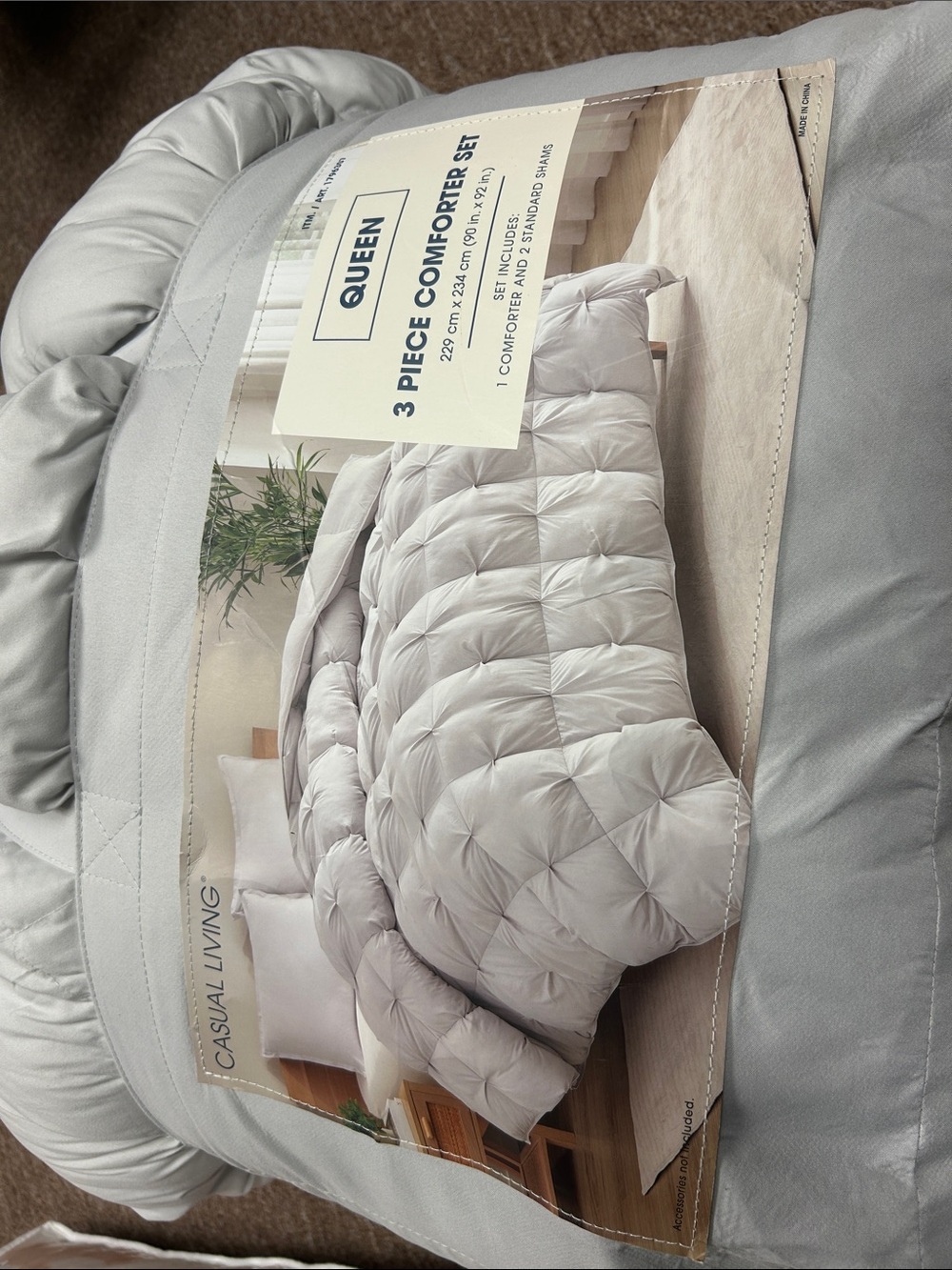 Queen 3-Piece Comforter Set - Light Gray